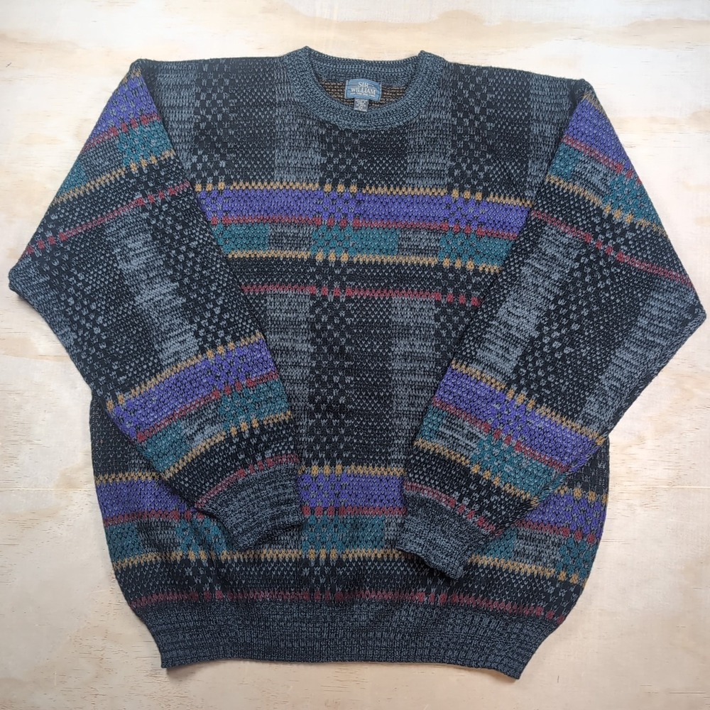 Vintage 90s Sir William Sweater Mens 2X Multicolor Cosby Biggie Grandpacore